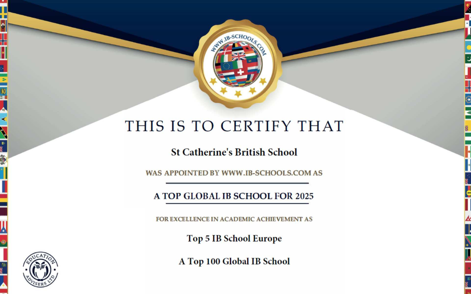 St. Catherine’s British School Ranked 4th in Europe for IB Excellence